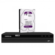 DVR Gravador de vídeo Intelbras 4 canais MHDX 1204 Detecção Inteligente de Movimento + HD Purple Western Digital 4TB