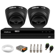 Kit 02 Câmeras Intelbras VHD 1220 Dome G7 Black Full HD 1080p, Lente 2.8mm, Visão Noturna 20m + DVR Intelbras MHDX 1204 4 Canais