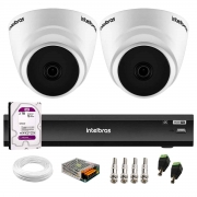 Kit 02 Câmeras Intelbras VHD 1520 D 5MP Dome com Visão Noturna de 20 metros Lente 2,8mm + DVR Intelbras IMHDX 5108 + HD 2TB Purple