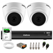 Kit 02 Câmeras Intelbras VHD 1520 D 5MP Dome com Visão Noturna de 20 metros Lente 2,8mm + DVR Intelbras IMHDX 5108 + HD 1TB BarraCuda