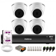 Kit 04 Câmeras Intelbras VHD 1520 D 5MP Dome com Visão Noturna de 20 metros Lente 2,8mm + DVR Intelbras IMHDX 5108 + HD 2TB Purple