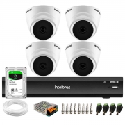 Kit 04 Câmeras Intelbras VHD 1520 D 5MP Dome com Visão Noturna de 20 metros Lente 2,8mm + DVR Intelbras IMHDX 5108 + HD 1TB BarraCuda