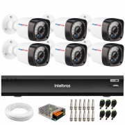 Kit 06 Câmeras Full HD 1080p 20m Infravermelho de Visão Noturna + DVR Intelbras Gravador de Vídeo Digital iMHDX 3008 - 8 Canais
