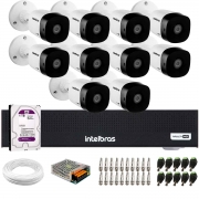 Kit 10 Câmeras Intelbras VHD 1230 B Full HD 1080p Bullet Visão Noturna de 30 metros IP67 + Dvr Intelbras MHDX 1016-C 16 Canais + HD 1TB Purple