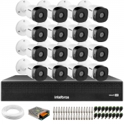 Kit 16 Câmeras Intelbras VHD 1230 B Full HD 1080p Bullet Visão Noturna de 30 metros IP67 + Dvr Intelbras MHDX 3116-C 16 Canais