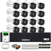 Kit 16 Câmeras Intelbras VHD 1230 B Full HD 1080p Bullet Visão Noturna de 30 metros IP67 + Dvr Intelbras MHDX 1016-C 16 Canais + HD 2TB BarraCuda