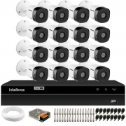 Kit 16 Câmeras Intelbras VHD 1230 B Full HD 1080p Bullet Visão Noturna de 30 metros IP67 + DVR Intelbras MHDX 1216 16 Canais