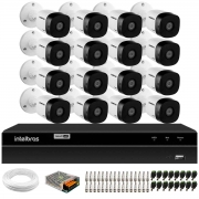 Kit 16 Câmeras Intelbras VHD 3230 Bullet G6 Full HD 1080p, Lente 3.6mm, Visão Noturna 30m, IP67 + DVR Intelbras MHDX 1216 Full HD 16 Canais Multi HD