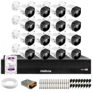 Kit 16 Câmeras Intelbras VHD 3530 B 5MP HDCVI Bullet Visão Noturna 30m IP67 + Dvr Intelbras MHDX 3116-C 16 Canais + HD 1TB Purple