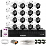 Kit 16 Câmeras Intelbras VHD 3530 B 5MP HDCVI Bullet Visão Noturna 30m IP67 + Dvr Intelbras MHDX 3116-C 16 Canais + HD 2TB Purple