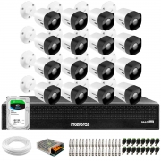 Kit 16 Câmeras Intelbras VHD 3530 B 5MP HDCVI Bullet Visão Noturna 30m IP67 + Dvr Intelbras MHDX 3116-C 16 Canais + HD SkyHawk 1TB