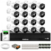Kit 16 Câmeras Intelbras VHD 3530 B 5MP HDCVI Bullet Visão Noturna 30m IP67 + Dvr Intelbras MHDX 3116-C 16 Canais + HD 2TB BarraCuda