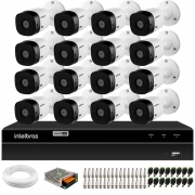 Kit 16 Câmeras Intelbras VHL 1120 Bullet HDCVI Lite, HD 720p, Lente 3.6mm, Visão Noturna 20m, IP66 + DVR Intelbras MHDX 1216 Full HD 16 Canais Multi HD
