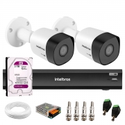 Kit 2 Câmeras de Segurança Full HD 1080p VHD 3230 B G6 + Gravador de Vídeo Digital iMHDX 3004 com Reconhecimento Facial 4 Canais + HD