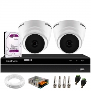 Kit 2 Câmeras Dome Multi HD VHD 1010 D G6 + DVR Intelbras 4 Canais MHDX 1204 + HD para Armazenamento