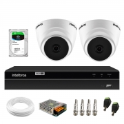 Kit 2 Câmeras Dome VHD 1120 D G6 20m de Infravermelho Para Ambiente Interno + DVR Gravador de Video Inteligente Intelbras MHDX 1204 4 Canais + HD 1TB