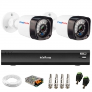 Kit 2 Câmeras Full HD 1080p 20m Infravermelho de Visão Noturna + Gravador de Vídeo Digital iMHDX 3004 com Reconhecimento Facial 4 Canais