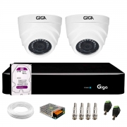 Kit 2 Câmeras Segurança Dome GS0460 Visão Noturna 30 Metros HD 720p Lente 2.6mm + Dvr Stand Alone Giga Security GS0464 4 Canais + HD 2TB Purple