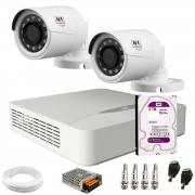Kit 2 Câmeras Infra JFL CHD-1230P HD 720P 30m IP66 2.8 + DVR JFL 4 Canais DHD-2204 N  - Tecnologia Pentaflex + HD 2TB Purple Surveillance
