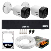 Kit 2 Câmeras Segurança Intelbras 1120B DVR Intelbras 4 Canais e HD Completo