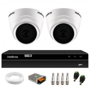 Kit 2 Câmeras Intelbras VHD 1010 Dome G6 HD 720p, Lente 3.6mm, Visão Noturna 10M + DVR Intelbras MHDX 1204 4 Canais