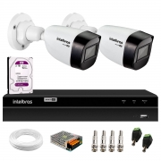 Kit 2 Câmeras Intelbras VHD 1120 Bullet G6 HD 720p, Lente 2.8mm, Visão Noturna 20M, Proteção IP67 + DVR Intelbras MHDX 1204 4 Canais + HD 2TB