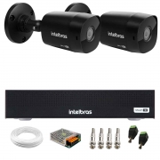 Kit 2 Câmeras Intelbras VHD 1230 B Full HD 1080p Bullet Black G7 Visão Noturna 30m IP67 + DVR Intelbras MHDX 3004-C 4 Canais