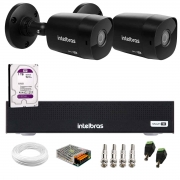 Kit 2 Câmeras Intelbras VHD 1230 B Full HD 1080p Bullet Black G7 Visão Noturna 30m IP67 + DVR Intelbras MHDX 3004-C 4 Canais + HD 1TB Purple
