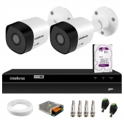 Kit 2 Câmeras Intelbras VHD 3130 Bullet G6 HD 720p, Lente 3.6mm, Visão Noturna 30m, IP67 + DVR Intelbras MHDX 1204 4 Canais + HD 3TB