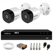 Kit 2 Câmeras Intelbras VHD 3130 Bullet G6 HD 720p, Lente 3.6mm, Visão Noturna 30m, IP67 + DVR Intelbras MHDX 1204 4 Canais