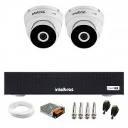 Kit 2 Câmeras Intelbras VHD 3130 D G7 HD 720p Dome Infravermelho de 30m Proteção IP67 + Dvr Intelbras MHDX 1004-C 4 Canais