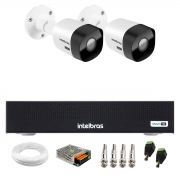 Kit 2 Câmeras Intelbras VHD 3530 B 5MP HDCVI Bullet Visão Noturna 30m IP67 + DVR Intelbras MHDX 3004-C 4 Canais