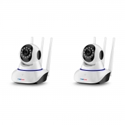 Kit 2 Câmeras Tudo Forte Robô Wireless 3 Antenas HD 720p com Áudio e Função Babá Eletrônica Visão Noturna de 10 Metros