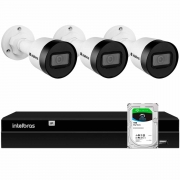 Kit 3 Câmeras de Segurança Bullet Intelbras Full HD 1080p VIP 1230 B G4 + Gravador Digital de Vídeo NVR NVD 1404 - 4 Canais + HD 1TB