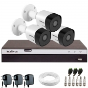 Kit 3 Câmeras de Segurança Full HD 1080p VHD 3230 B G6 + DVR Intelbras MHDX 3104 Full HD de 4 Canais + Acessórios