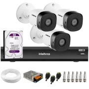 Kit 3 Câmeras de Segurança Full HD Intelbras VHD 1220 B G6 + DVR Intelbras Gravador de Vídeo Digital iMHDX 3008 - 8 Canais + HD 1TB