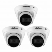 Kit 3 Câmeras Dome Intelbras 4 MP VIP 1430 D G2 com Lente 2,8mm Compatível Com A Tecnologia PoE,Resistente à Chuva IP67