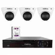 Kit 3 Câmeras Dome VLP 1230 D IP Full HD 1080p IP67 IR 30m Intelbras + DVR Tudo Forte TFHDX 3304 4 Canais + HD 1TB Purple