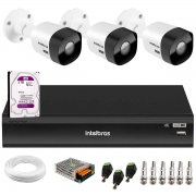 Kit 3 Câmeras Intelbras VHD 3530 B 5MP HDCVI Bullet Visão Noturna 30m IP67 + DVR Intelbras IMHDX 5108 8 Canais + HD 2TB Purple