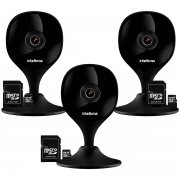 Kit 3 Câmeras Wi-Fi com Aúdio e Inteligência Artificial iMX C Black Intelbras Visão Superwide + 3 Cartões De Memória 128gb