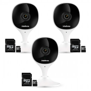 Kit 3 Câmeras Wi-Fi com Aúdio e Inteligência Artificial iMX C Intelbras Visão Superwide + 03 Cartão De Memória 128gb