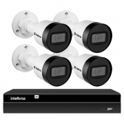 Kit 4 Câmeras de Segurança Bullet Intelbras Full HD 1080p VIP 1230 B G4 + Gravador Digital de Vídeo NVR NVD 1404 - 4 Canais + App de Monitoramento
