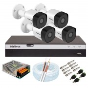 Kit 4 Câmeras de Segurança Full HD 1080p VHD 3230 B G6 + DVR Intelbras MHDX 3104 Full HD de 4 Canais + Acessórios