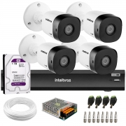 Kit 4 Câmeras de Segurança Full HD Intelbras VHD 1220 B G6 + DVR Intelbras Gravador de Vídeo Digital iMHDX 3008 - 8 Canais + HD 1TB