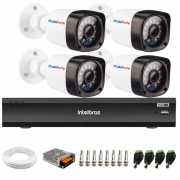 Kit 4 Câmeras Full HD 1080p 20m Infravermelho de Visão Noturna + Gravador de Vídeo Digital iMHDX 3004 com Reconhecimento Facial 4 Canais