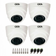 Kit 4 Câmeras Giga Dome Security GS0460 Infravermelho 30 Metros HD 720p Lente 2.6mm + Conectores