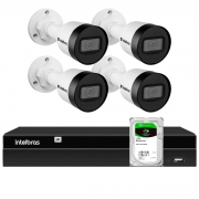 Kit 4 Câmeras Intelbras 4MP VIP 1430 B G2 Lente 3.6mm Visão Noturna de 30m + Gravador Digital de Vídeo NVR NVD 1404 - 4 Canais + HD 2TB BarraCuda
