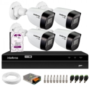Kit 4 Câmeras Intelbras VHD 1120 Bullet G6 HD 720p, Lente 2.8mm, Visão Noturna 20M, Proteção IP67 + DVR Intelbras MHDX 1204 4 Canais + HD 2TB