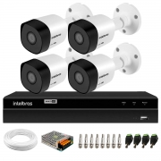 Kit 4 Câmeras Intelbras VHD 3130 Bullet G6 HD 720p, Lente 3.6mm, Visão Noturna 30m, IP67 + DVR Intelbras MHDX 1204 4 Canais