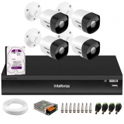 Kit 4 Câmeras Intelbras VHD 3530 B 5MP HDCVI Bullet Visão Noturna 30m IP67 + DVR Intelbras IMHDX 5108 8 Canais + HD 1TB Purple